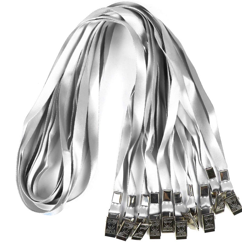 Ollain Lanyards for Id Badges Nylon Neck Flat Cruise Lanyard Bulldog Clips Durably Lanyards for Men Women Office ID Name Tags and Badge Holders (Gary, 50 Pack) - Image 1